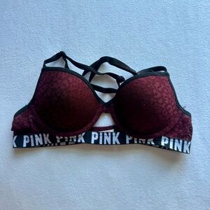 Burgundy and black Victoria's Secret PINK bra #lingerie #Bra #VS